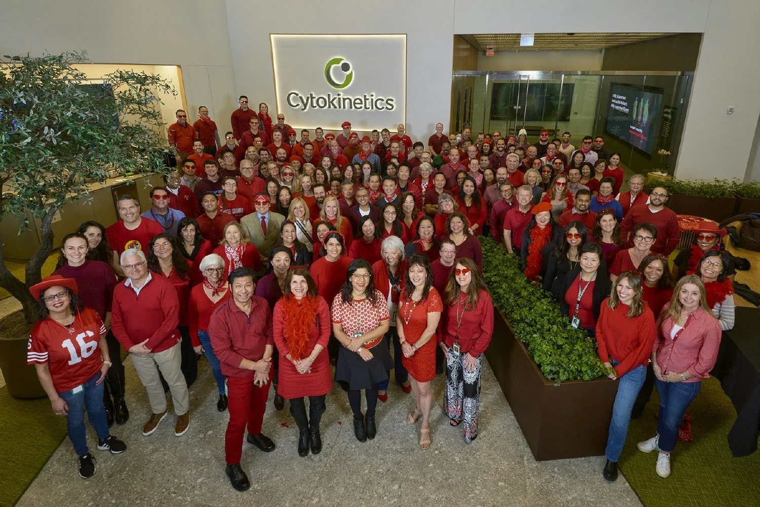 Cytokinetics employees celebrating Wear Red Day