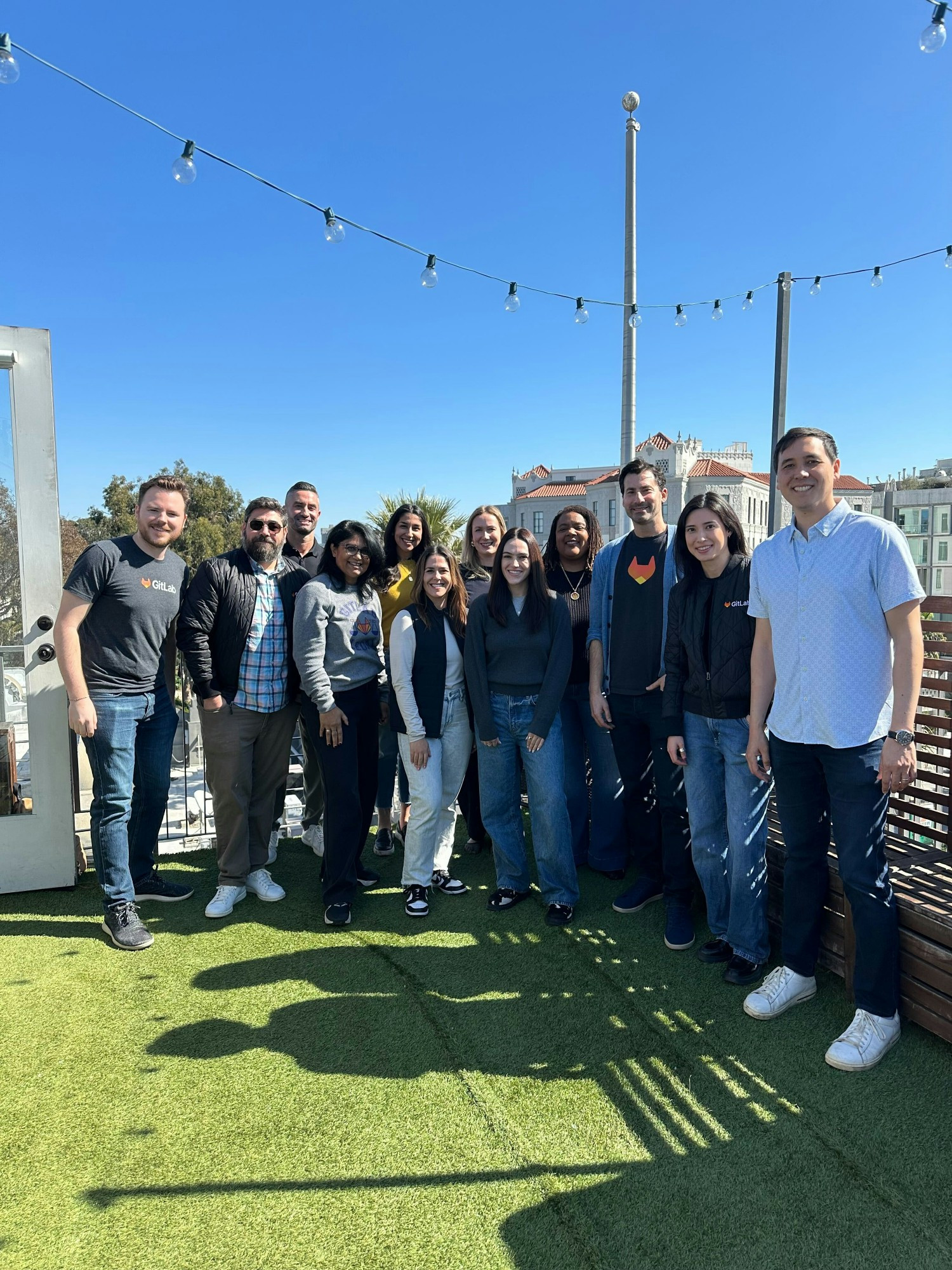 LA, CA-based GitLab team members getting together to watch the virtual FY26 company kick-off