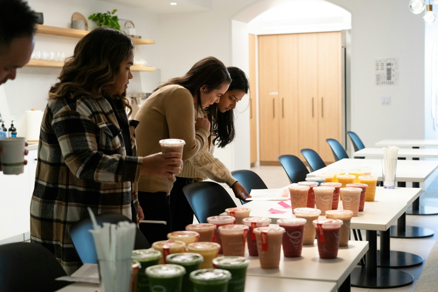 San Francisco employees having a smoothie morning break.