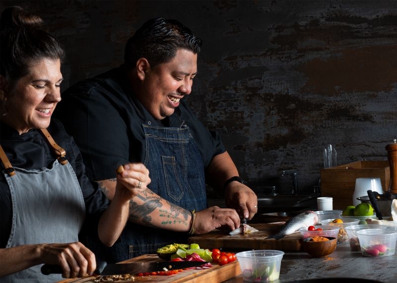 Our Chefs working their magic in the ofi kitchen.