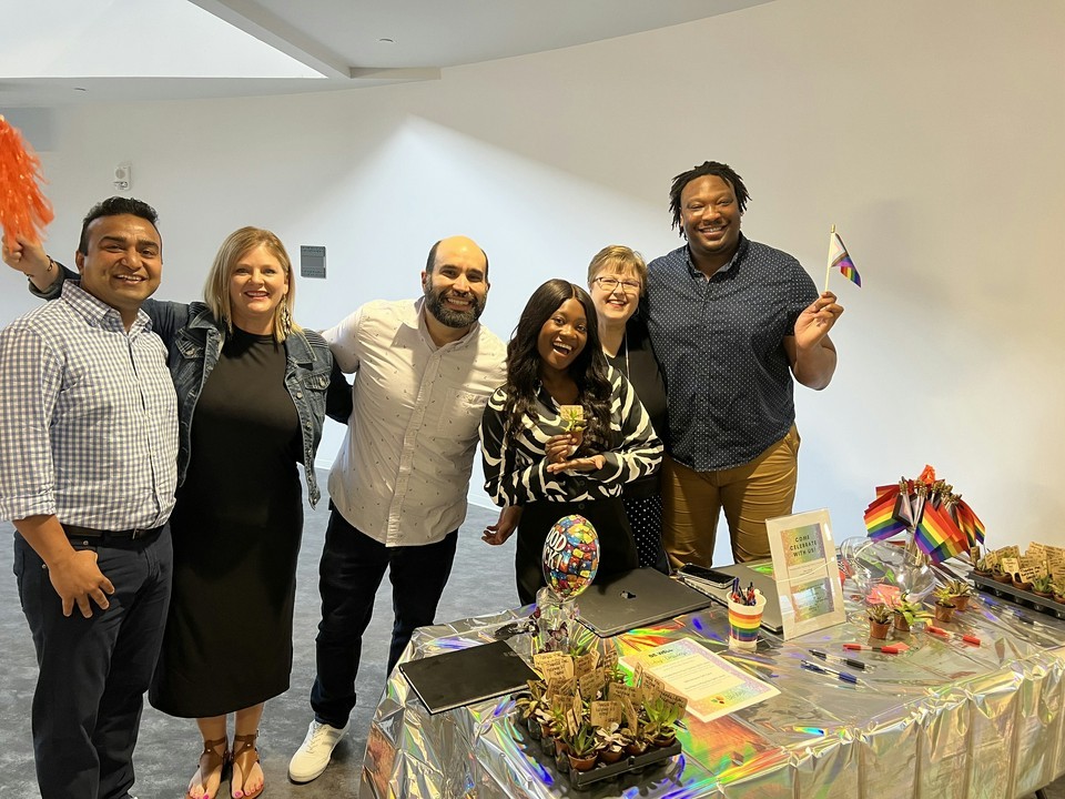 Employee Resource Group members celebrating Pride Month in our Richardson, Texas Headquarters
