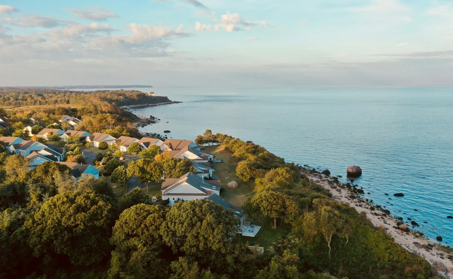 An aerial view of our 144-acre campus alongside the beautiful Long Island Sound.