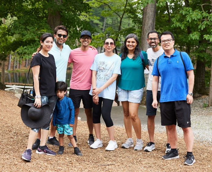 Staff join together for an annual family day picnic in Ringwood, New Jersey. 