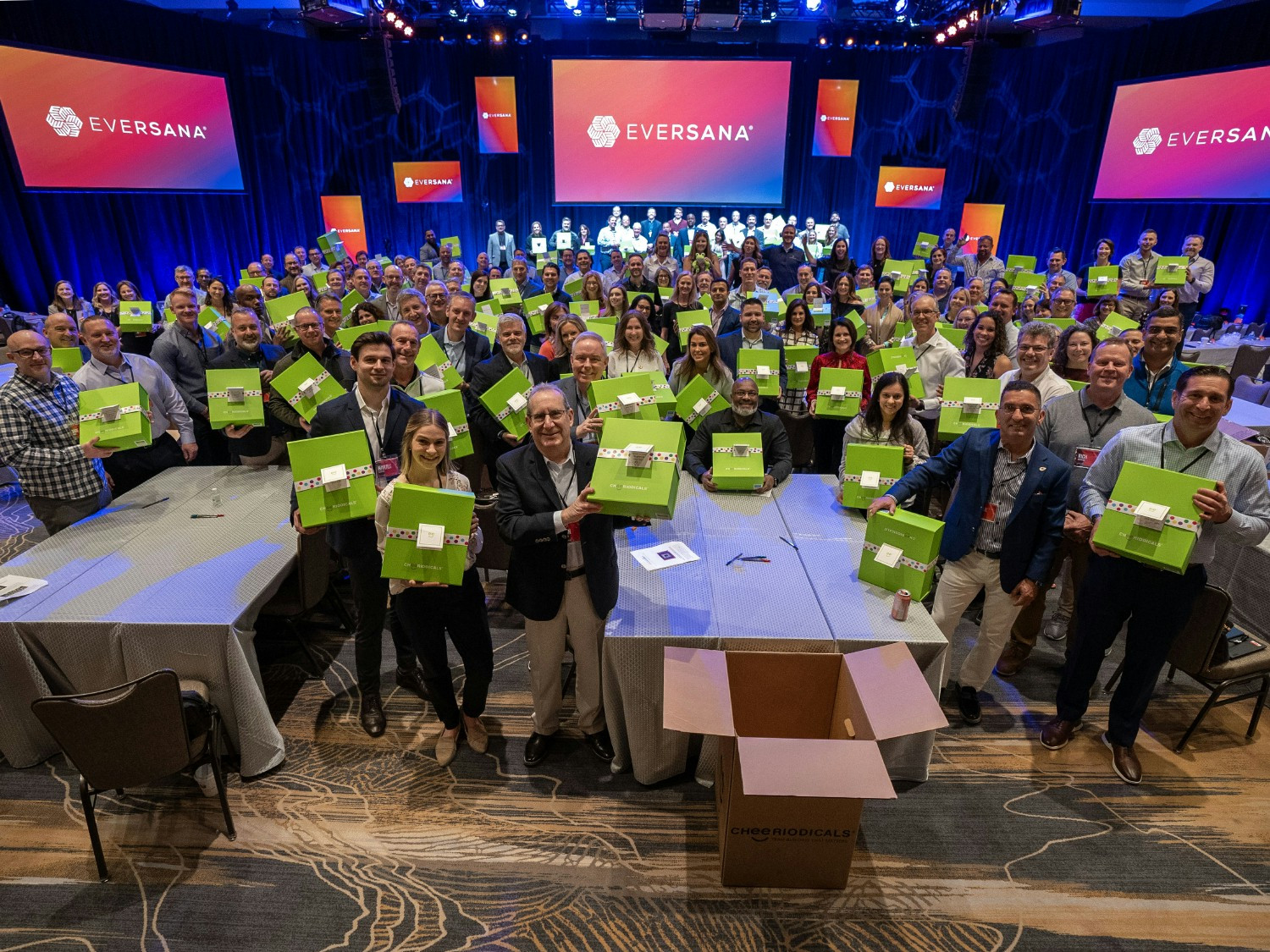 In January 2024, EVERSANA leaders came together to pack care boxes for a local children's hospital
