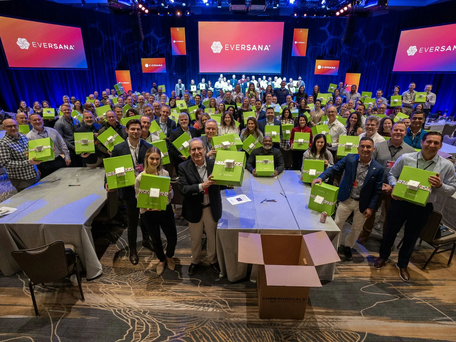 In January 2024, EVERSANA leaders came together to pack care boxes for a local children's hospital