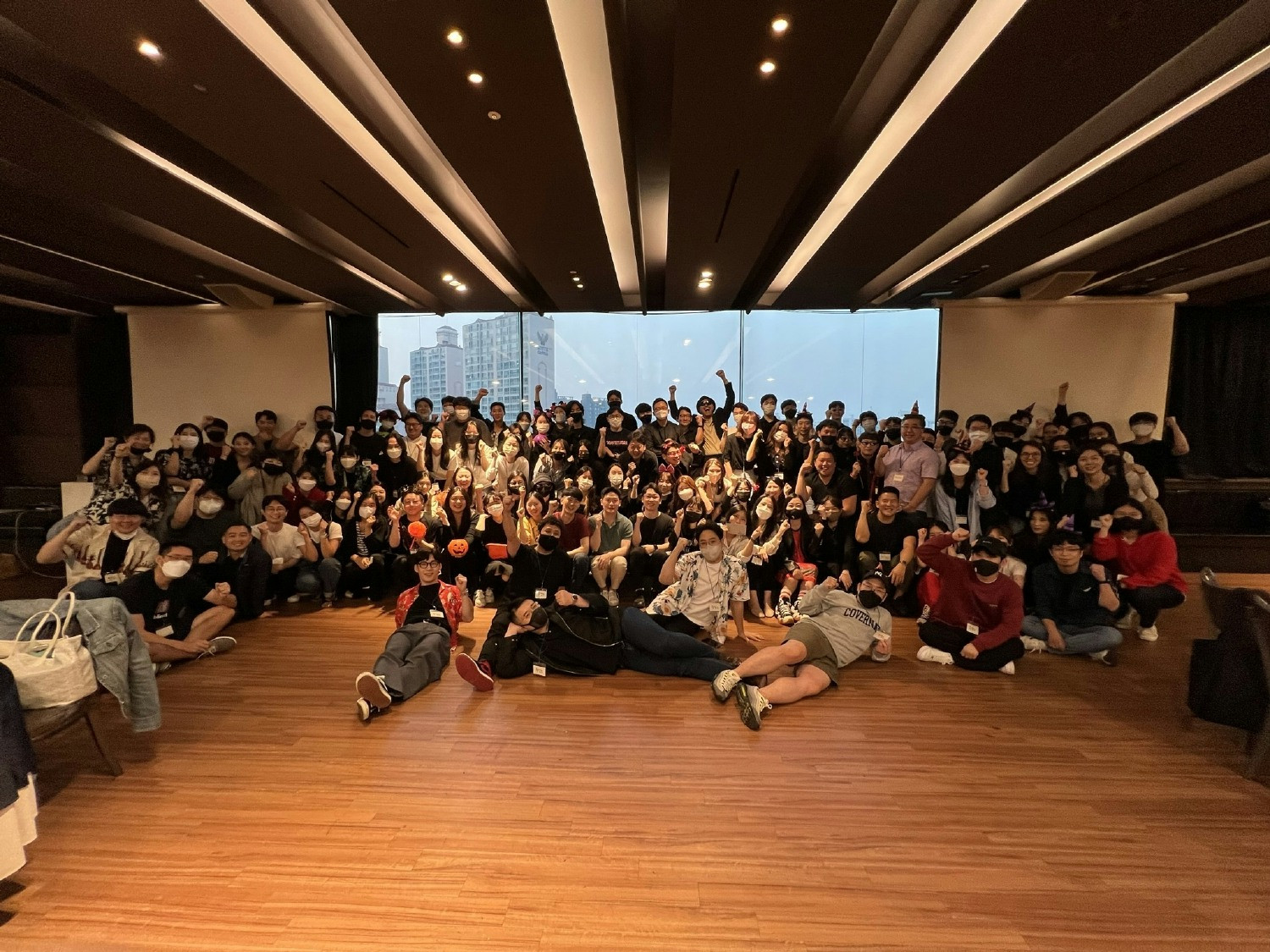 Blind employees in Korea at a company retreat in Seoul in 2022. Blind hosts regular social gatherings for employees.