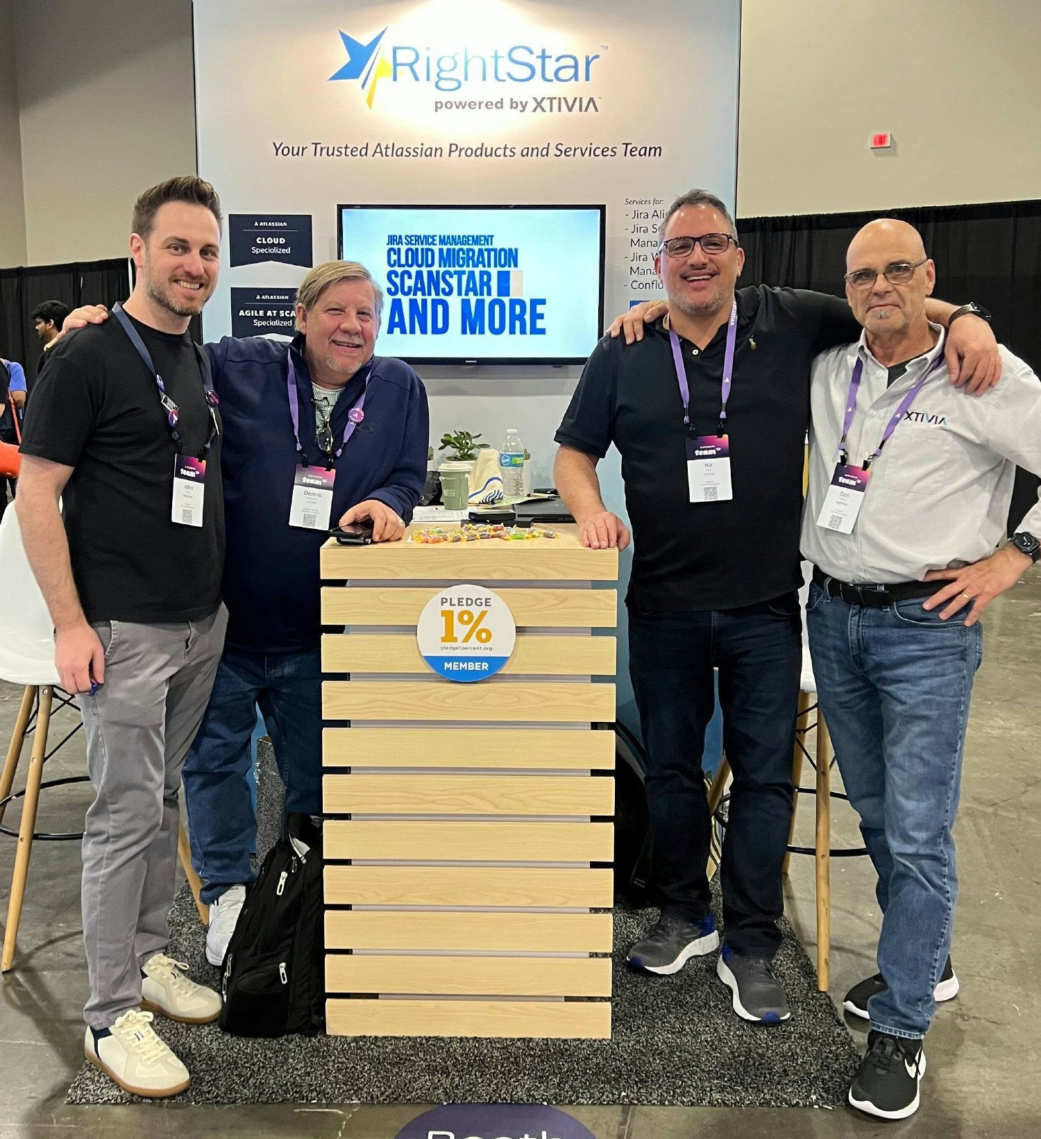 The RightStar, powered by XTIVIA, team members represent at Atlassian Team '24 in Las Vegas, NV.