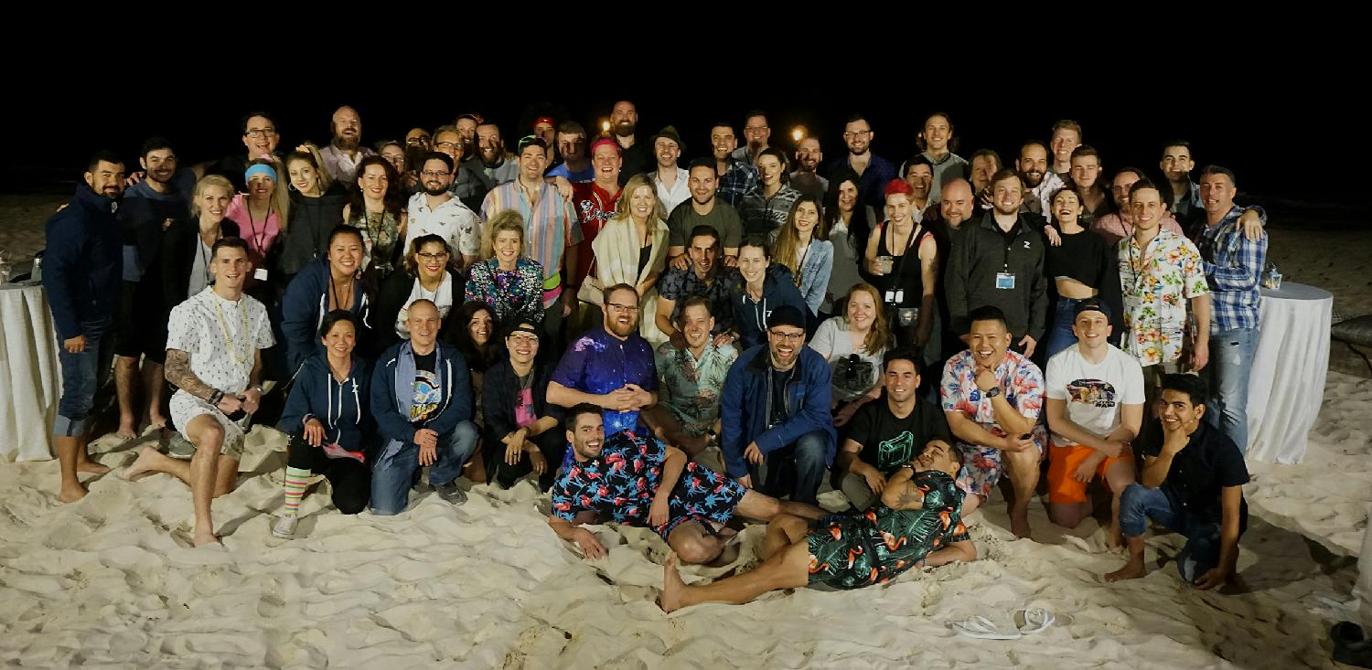 entire company at annual retreat in Cancun, Mexico