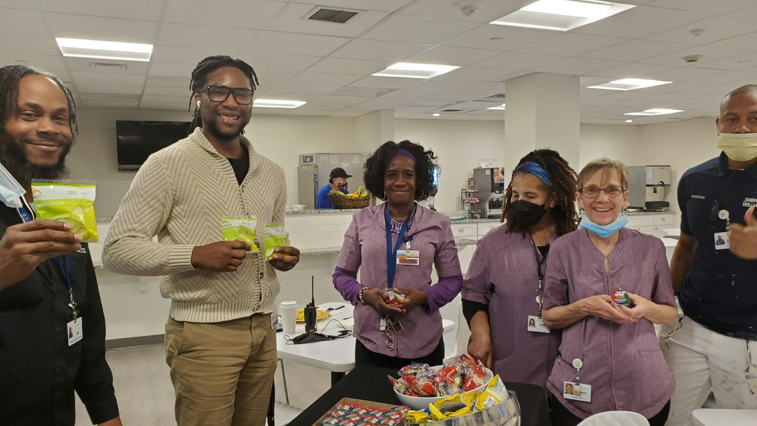 Senior Leadership brings the Treat Train to associates enjoying their break in The Park Café.