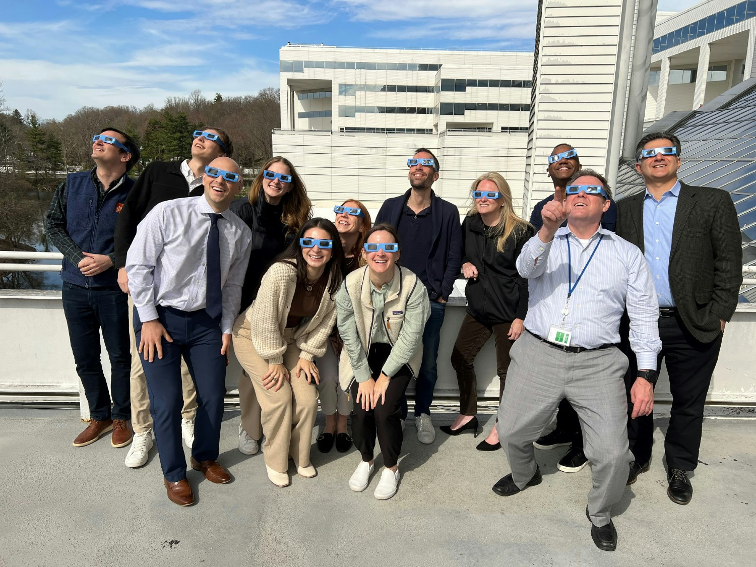 Some of the team watching the 2024 solar eclipse together.