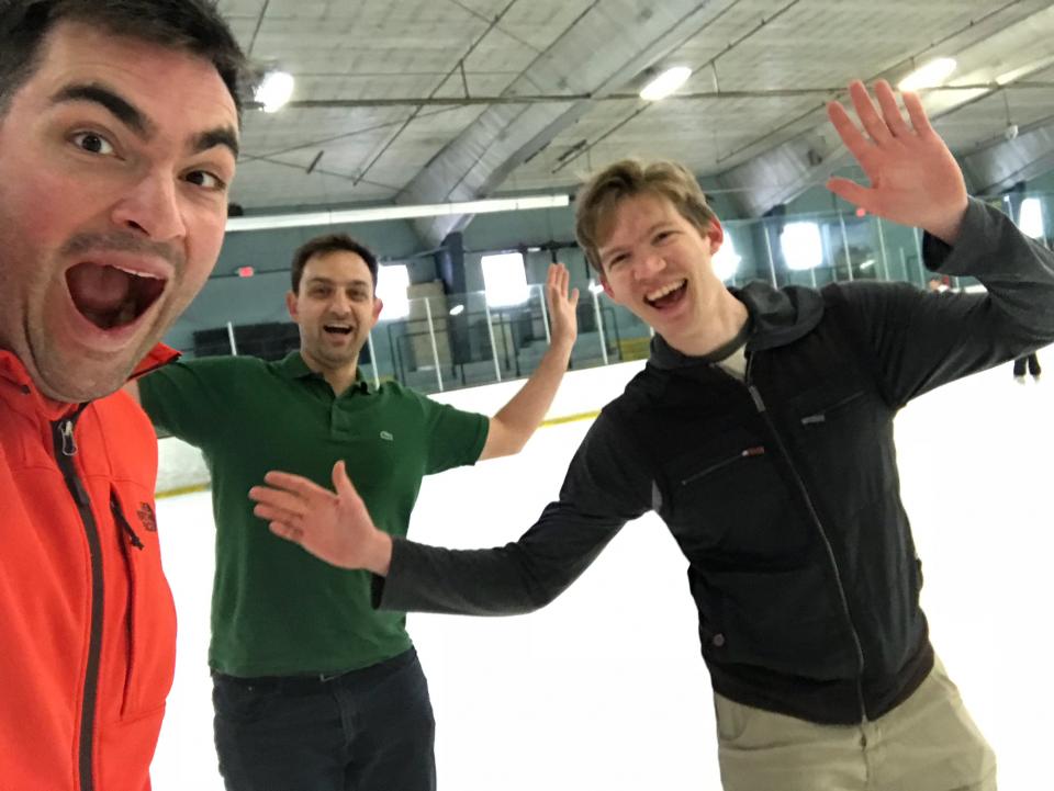 Some of the staff ice skating at one of our team events.