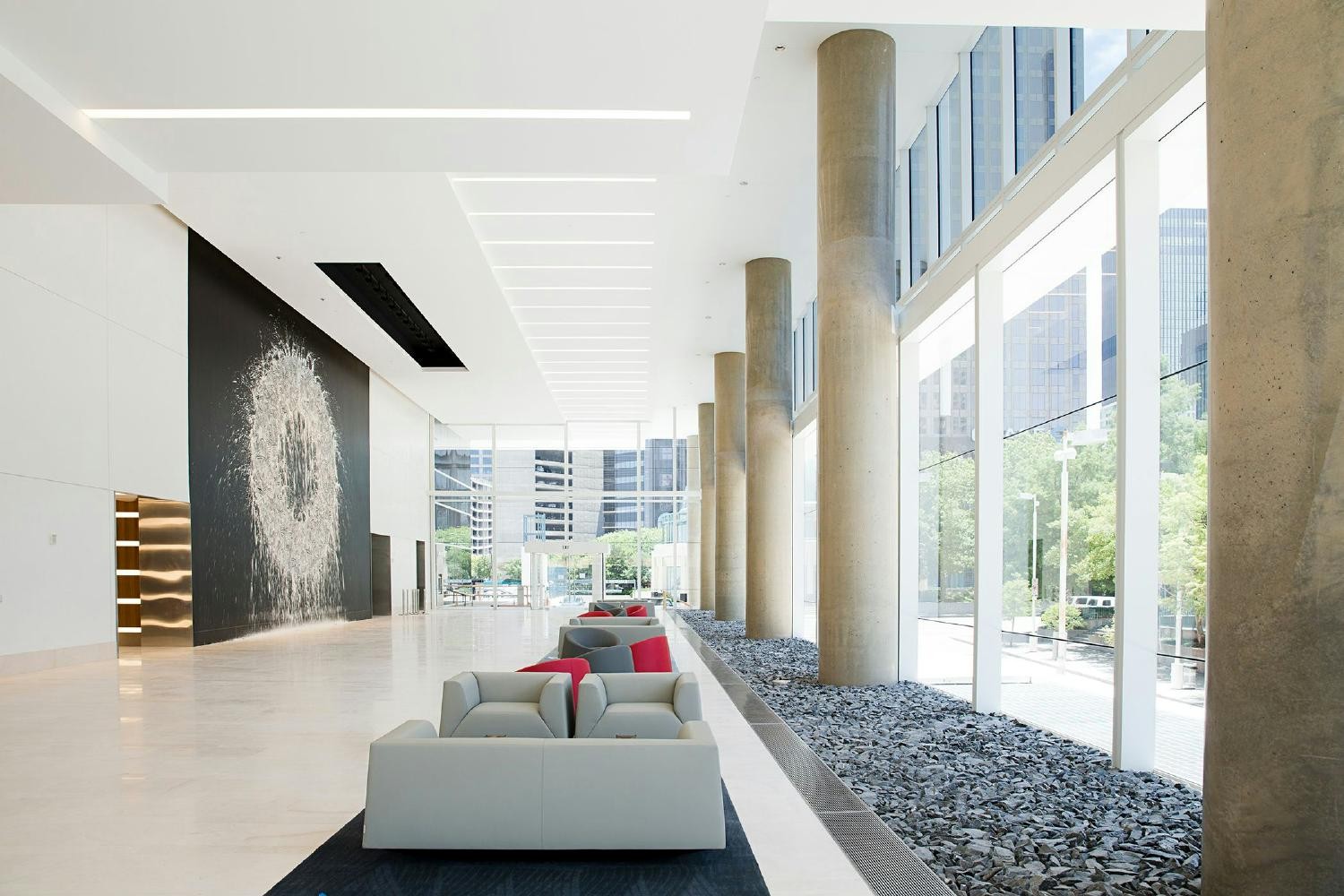 Lobby at KPMG Plaza at HALL Arts where HALL Group is located