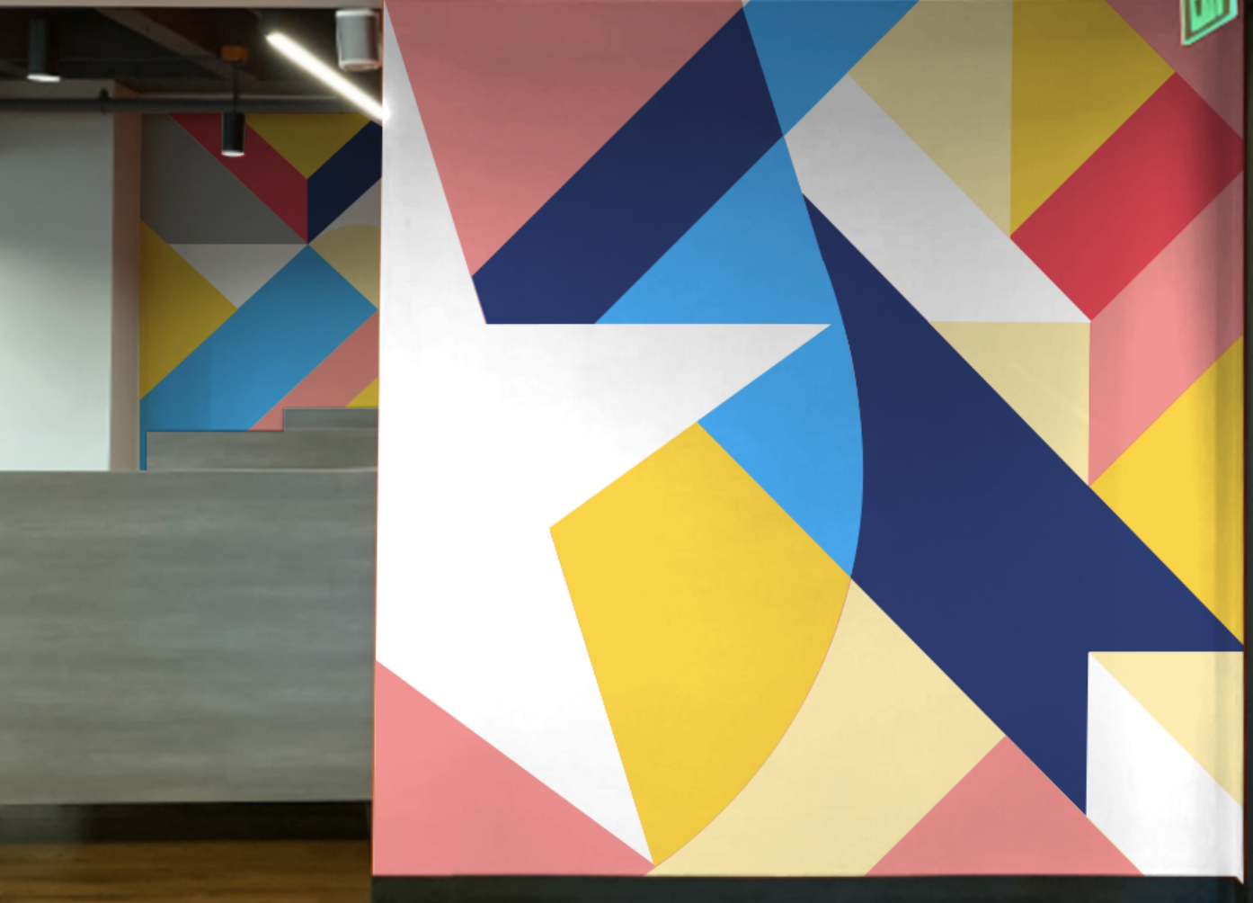 A mural in Auth0's Bellevue, Washington office designed and painted by an employee