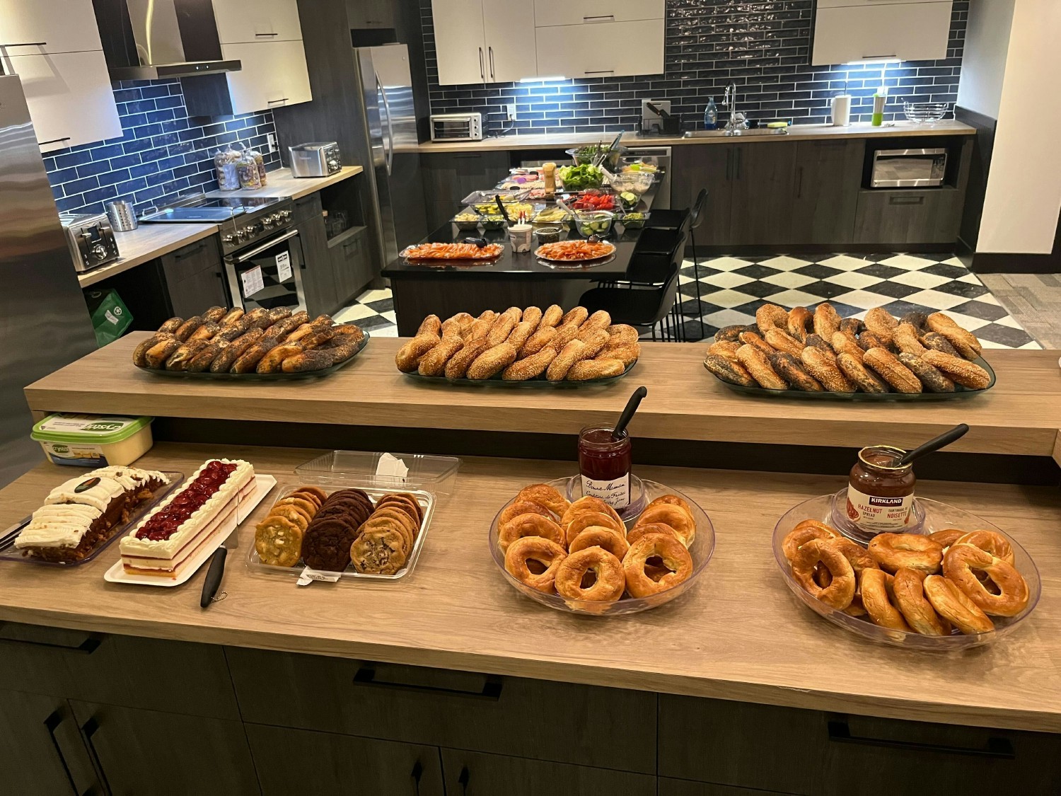 Bagels day in the renovated kitchen.