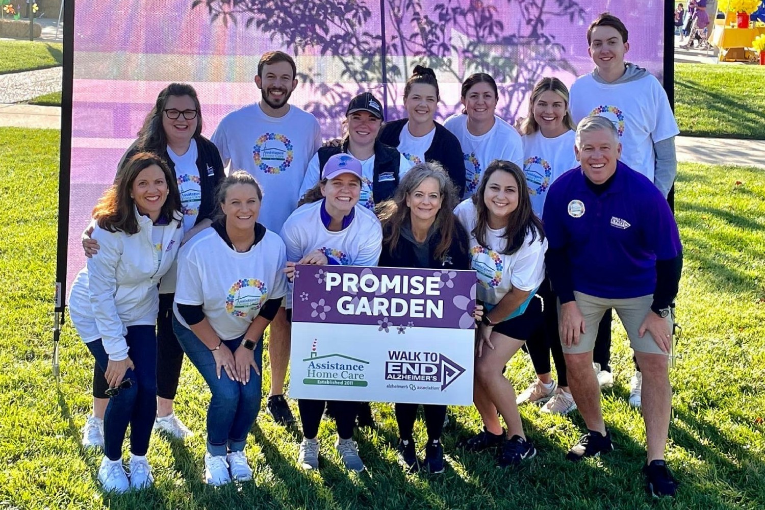Our team volunteering at the 2022 Walk to End Alzheimer's, sponsoring the 'Promise Garden' 