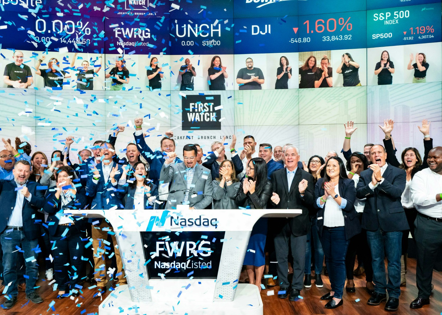 First Watch celebrates its IPO bringing frontline employees and restaurant leaders to ring the bell at NASDAQ