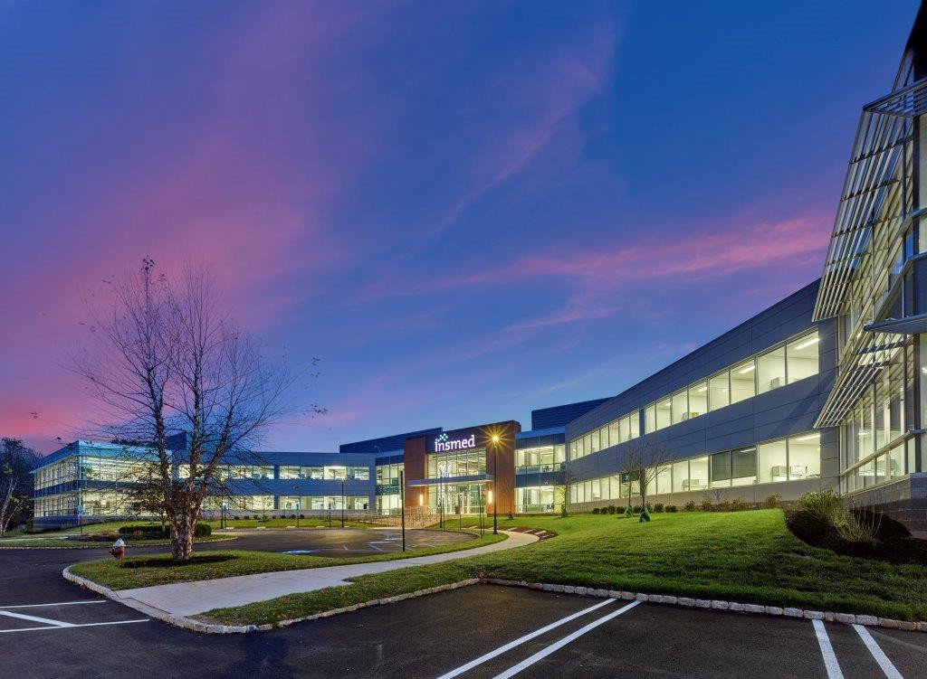 Insmed's global headquarters in Bridgewater, New Jersey lit up for Rare Disease Day