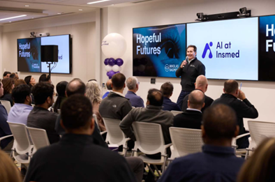 Employees participating in a company-wide event focused on AI