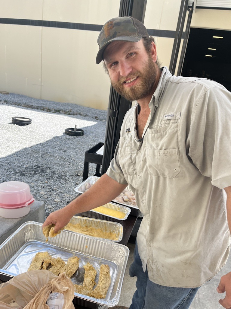 When Brandon's hobby becomes everyone's favorite lunch.  He had extra fish to share so we had a fish fry!