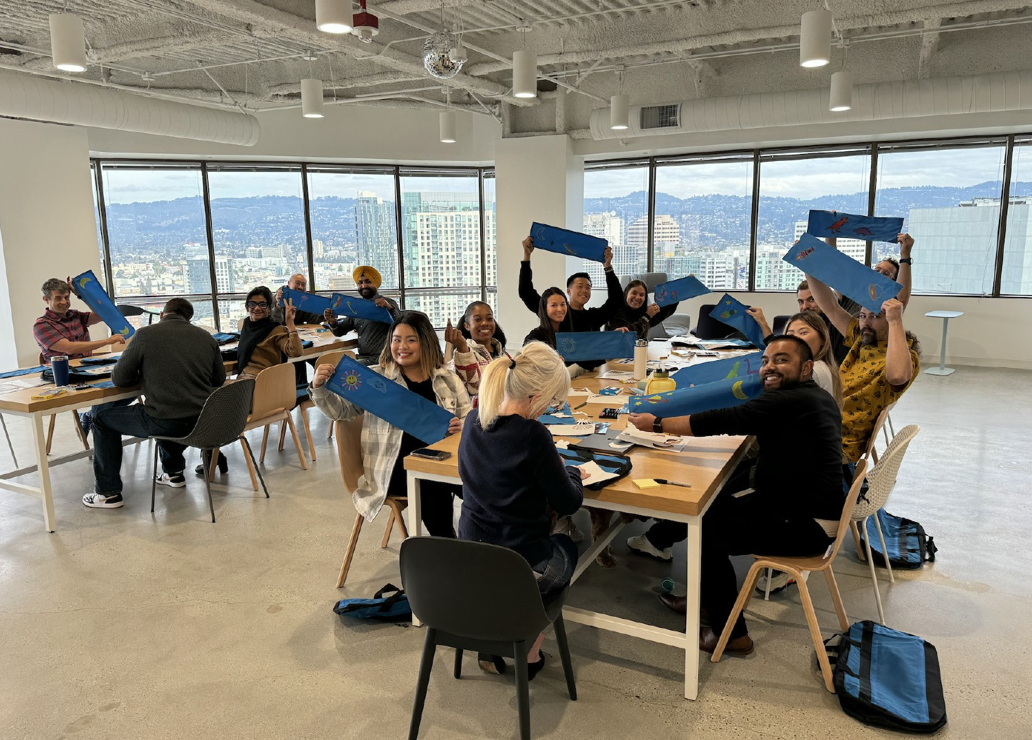 Fivetran Employees create care duffel bags for children in the foster care system