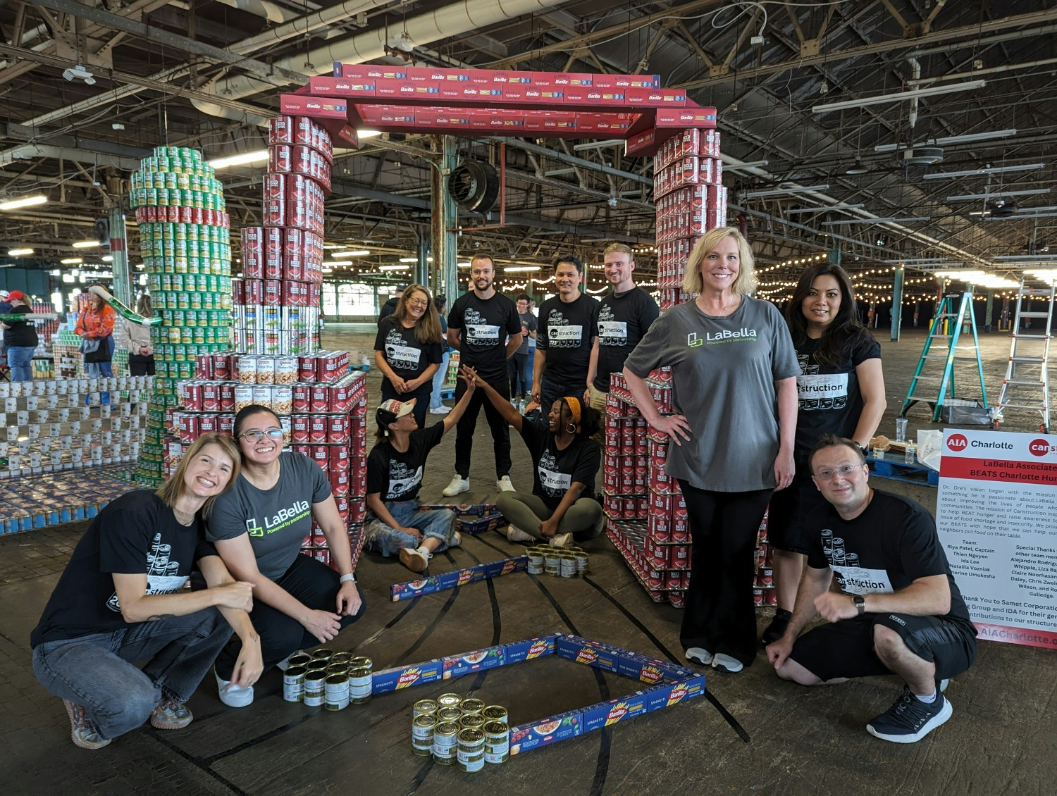 CANstruction - our team constructed an 8 ft tall “Beats Charlotte Hunger” structure using 2,750 cans and 80 pasta boxes.