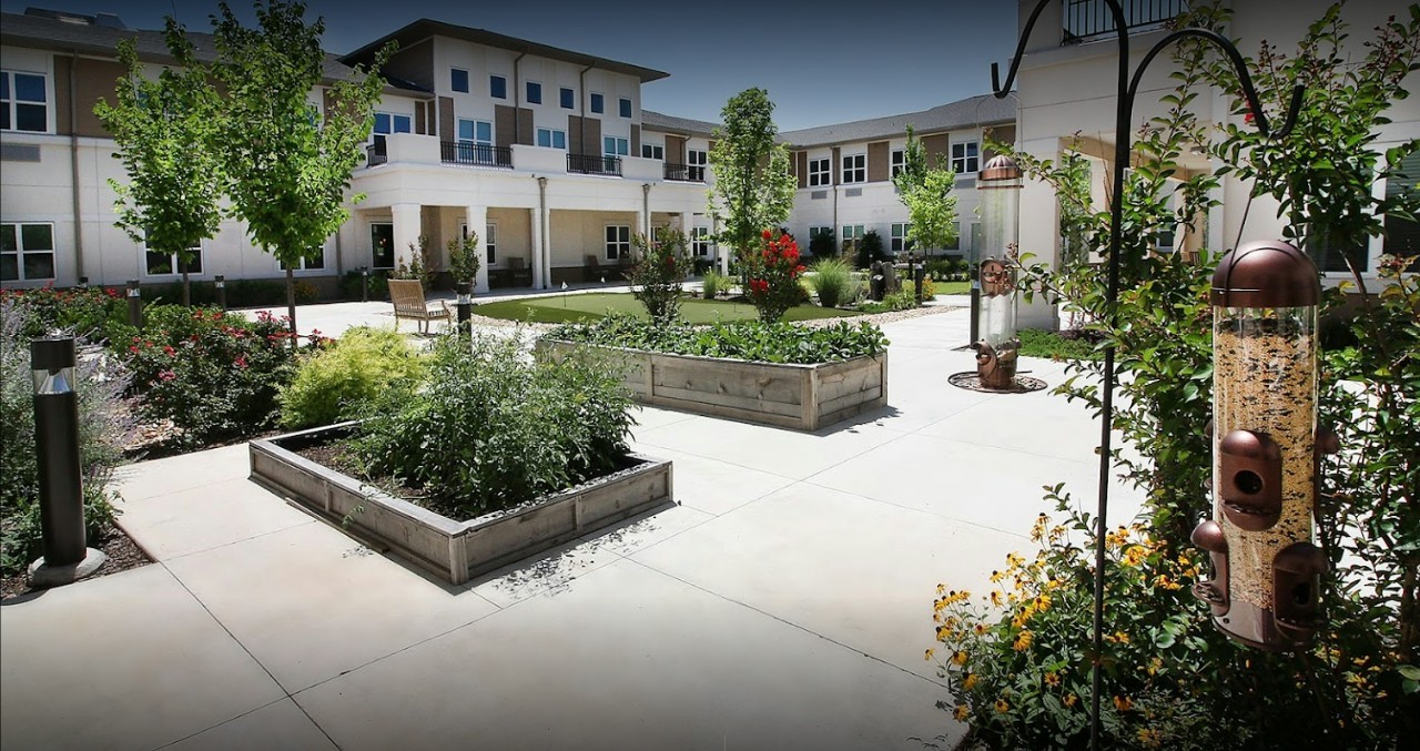 Secure courtyards for our residents with cognitive impairment.