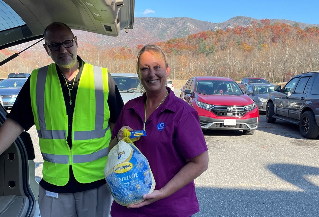 To celebrate thanksgiving, employees were handed out frozen turkeys.