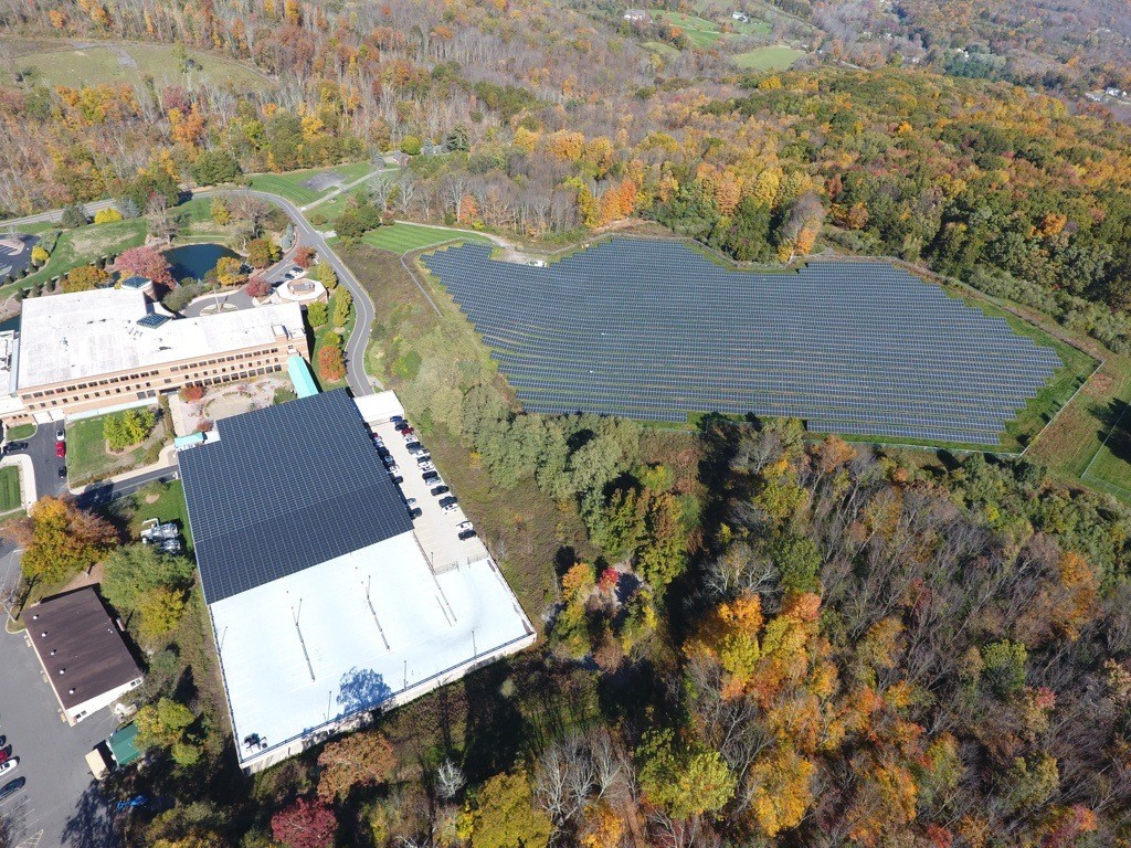 An arial view of Selective's corporate headquarters and solar facility in Branchville, NJ.