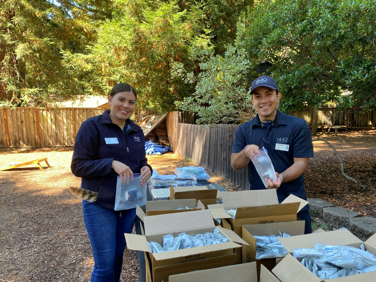 Items ready to be boxed for pandemic Care Packages.  