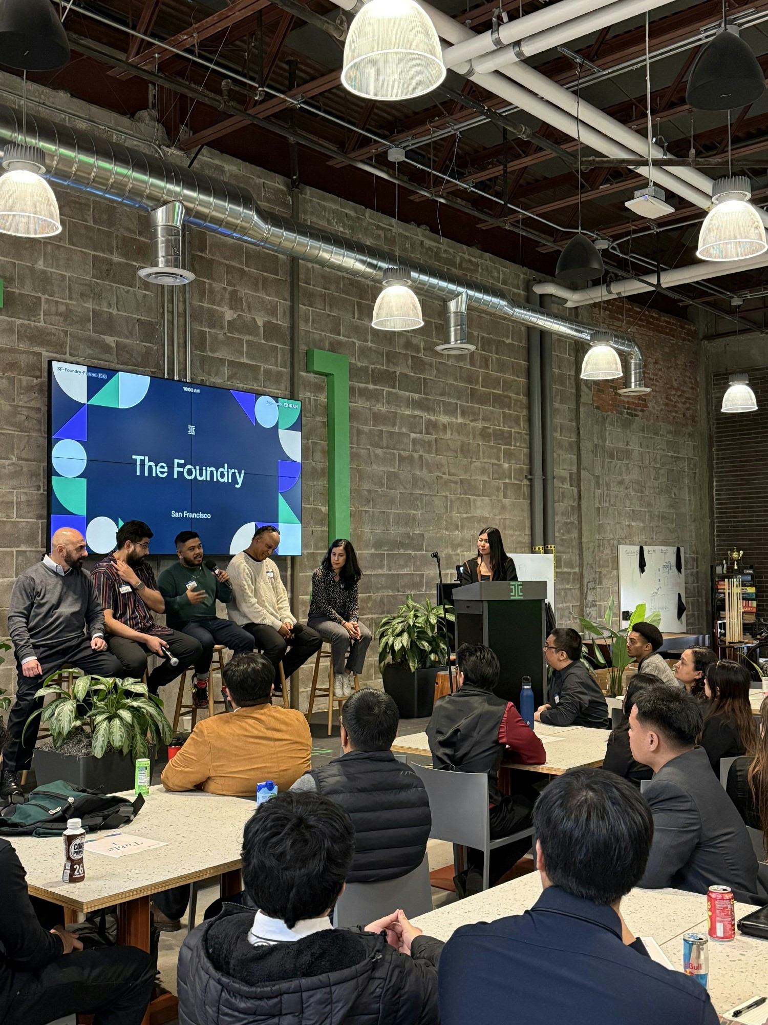 Cladiators speaking on a career panel during a volunteer event