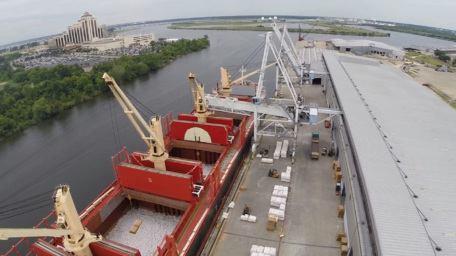 Discharging rice in Lake Charles, Louisiana