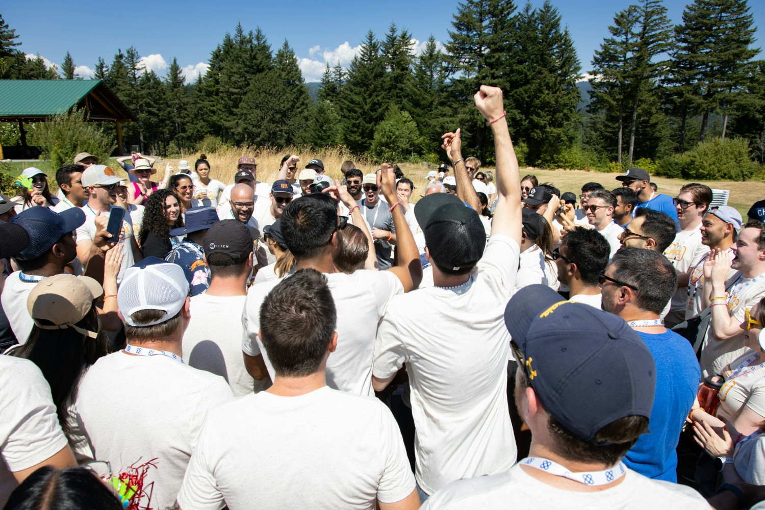 Rock, paper, scissors tournament at the company retreat