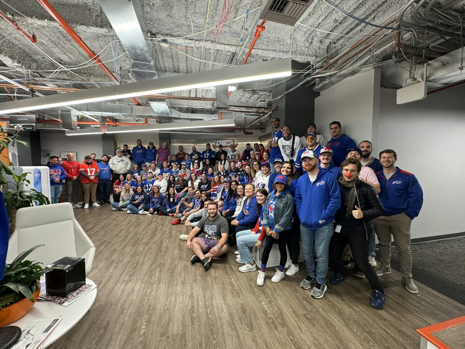 ACV Teammates at the Buffalo Headquarters wearing their Buffalo Bills gear to root for the home team