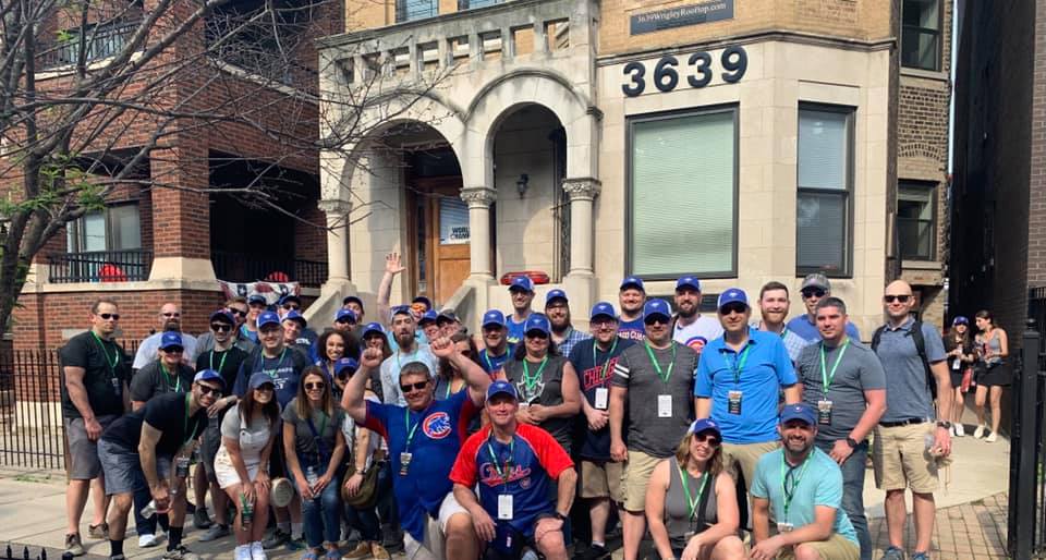 AccuLynx employees enjoying a summer Chicago Cubs baseball game.