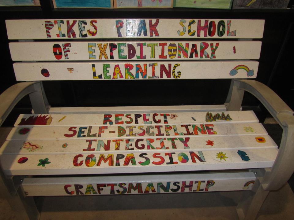 Student created bench with our character traits