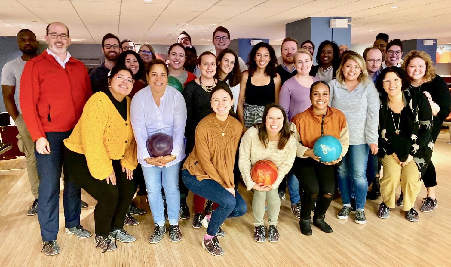 In February 2020, Democracy Fund staff took a Friday afternoon off to enjoy friendly competition at a bowling alley.