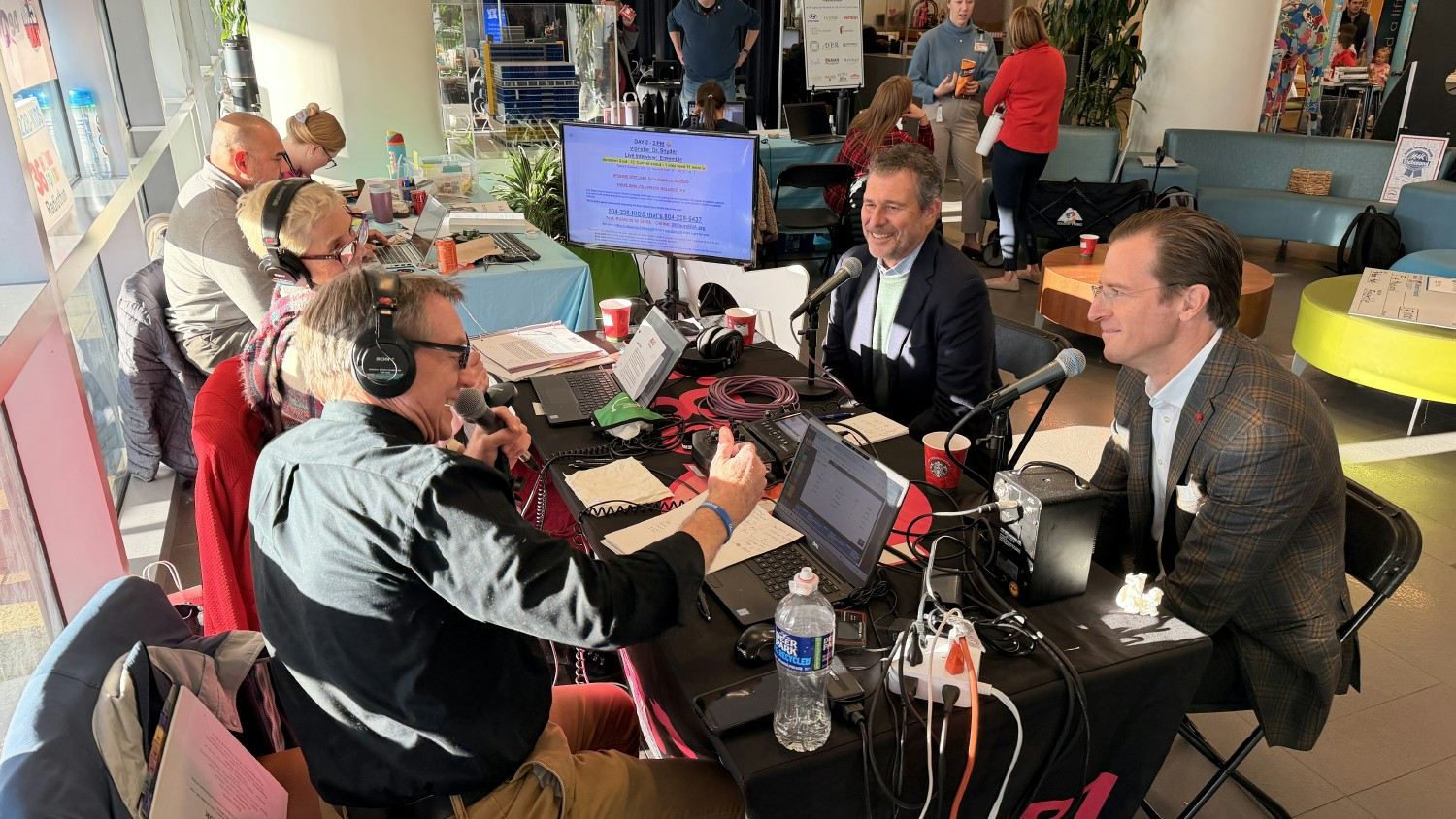 Nick Pace and Robert Snead host a segment during the Children's Hospital of Richmond at VCU's Radiothon.