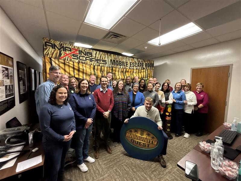IPA staff compete in an Escape Room event during a January 2025 retreat.