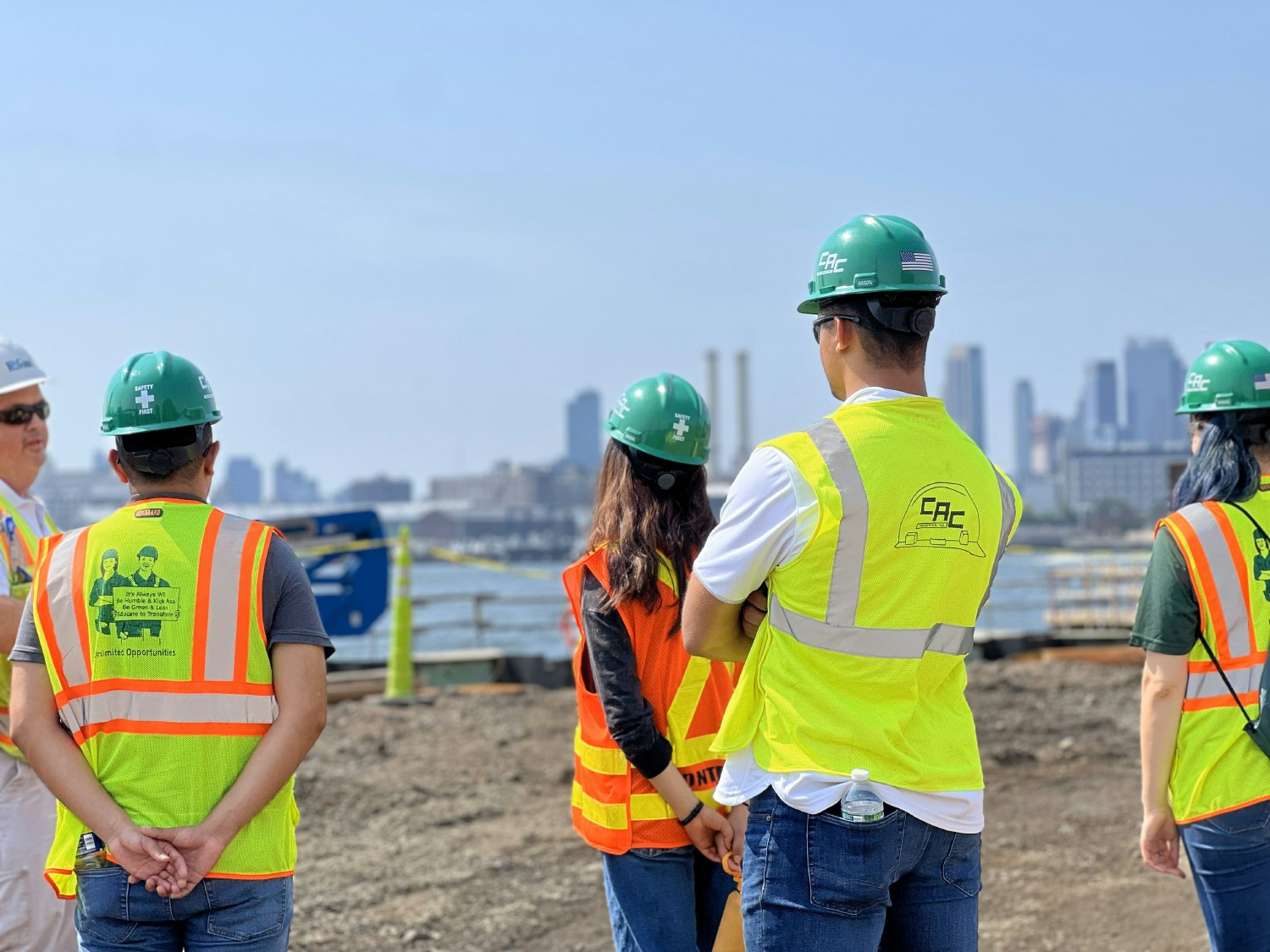 Summer interns get a tour of the East Side Coastal Resiliency project.
