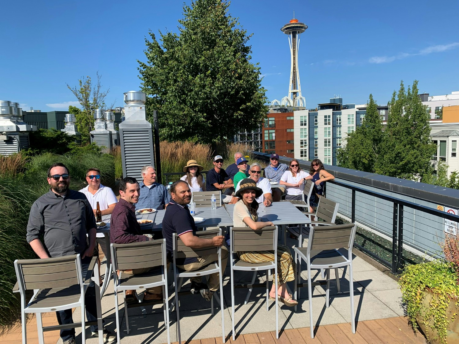 Harris Group's Seattle office enjoying the sun and the city view.