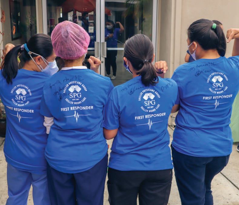 A few of our wonderful partnered Nurses showing off their First Responder shirts!