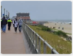 Group walk at the Long Branch Boardwalk