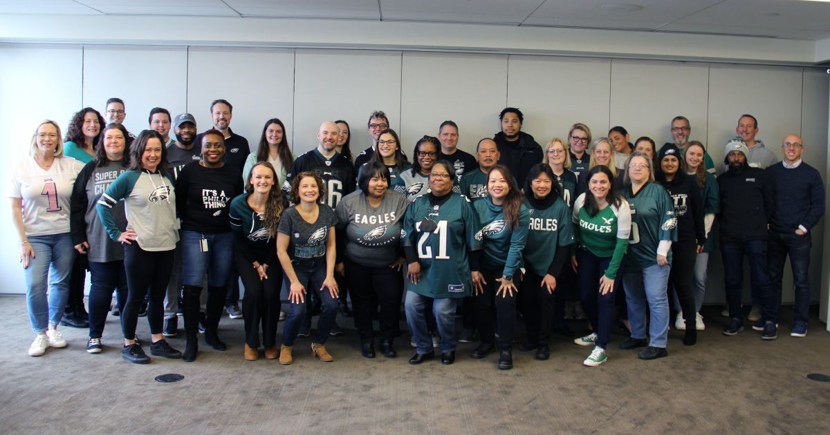 Team Janney in Philadelphia cheering on the Eagles in the Super Bowl.