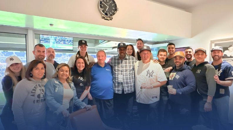 A work team that enjoys the Yankees together!