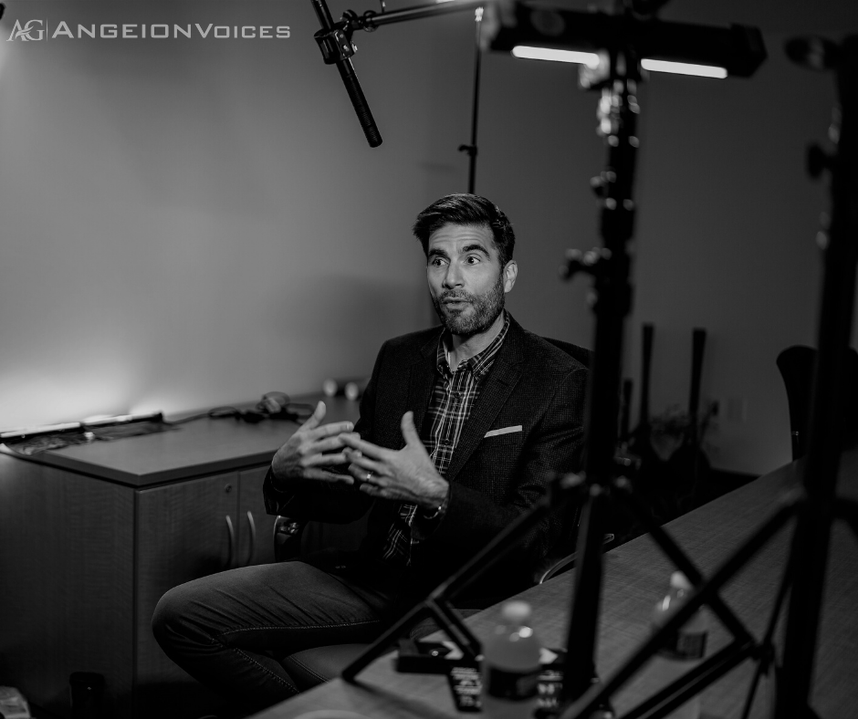 Behind the scenes of Angeion Voices with employee Tom.