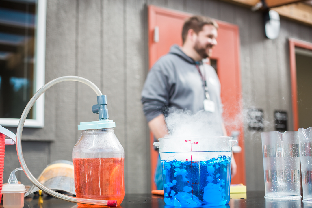 Chemical reaction demonstration.