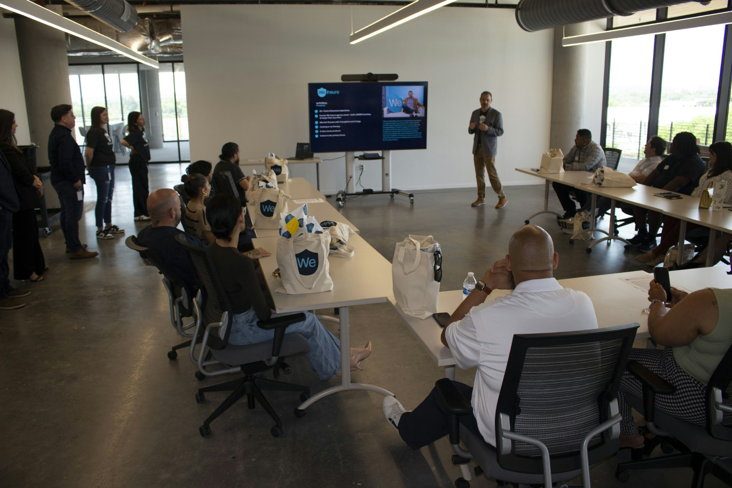 President Jay Wolfberg sharing a welcome message to our newest sales hires in Austin TX during Signing Day!