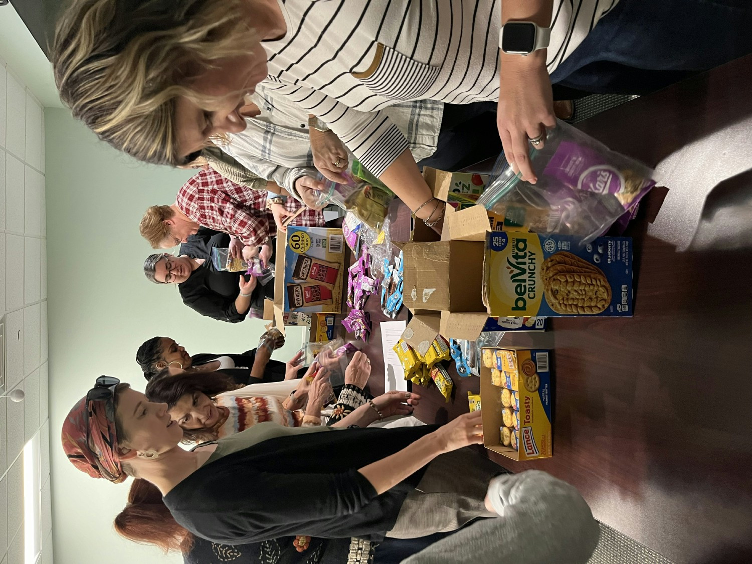 FLCP staff packing snack for distribution throughout Philadelphia, supporting our members and the communities they serve