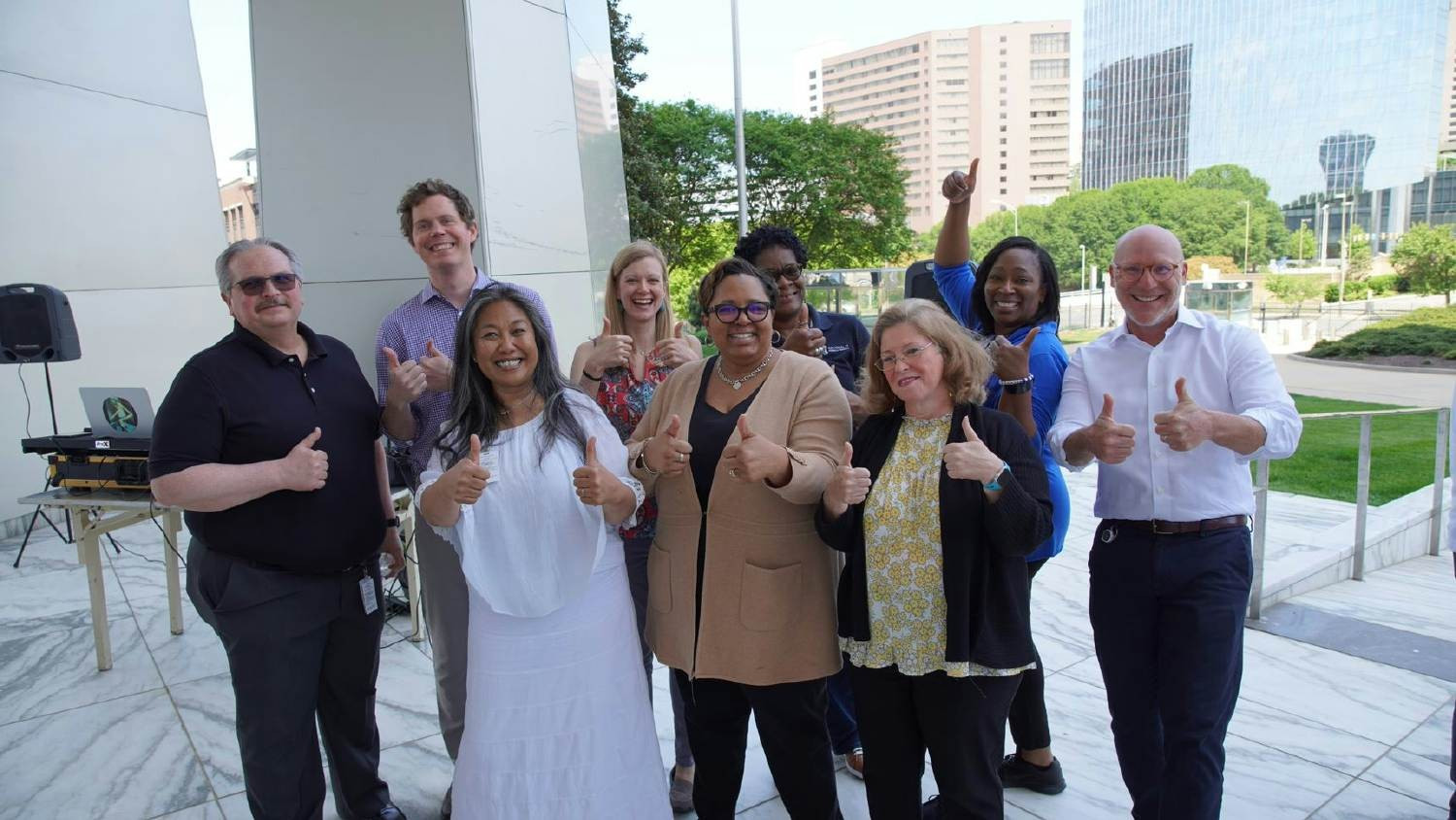 Employees attending an employee appreciation event. 