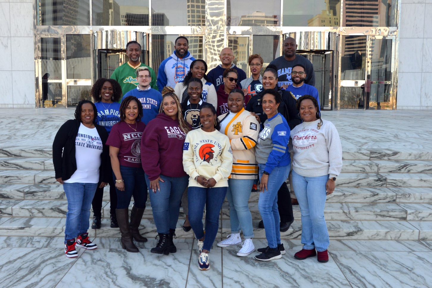 Richmond Fed employees representing HBCU alma maters during Black History Month. 